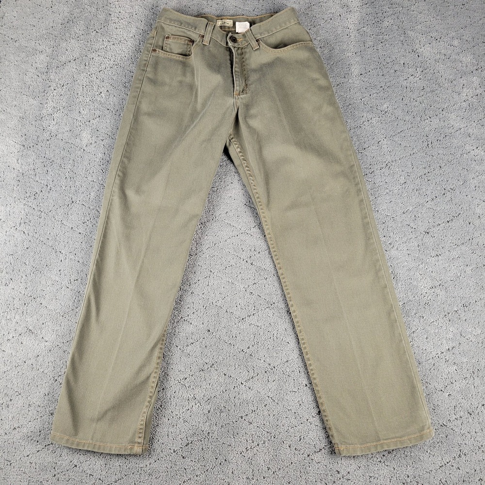 Vintage LL Bean Jeans Womens 6P Green Straight Leg Hiking Outdoors Camping